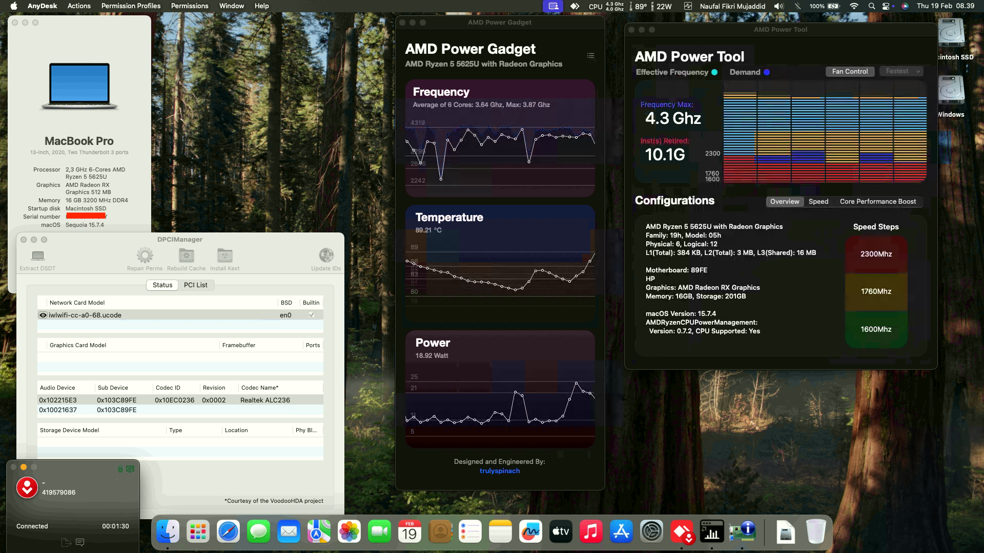Success Hackintosh macOS Sequoia 15.7.4 Build 24G517 in HP 14S-FQ2XXX